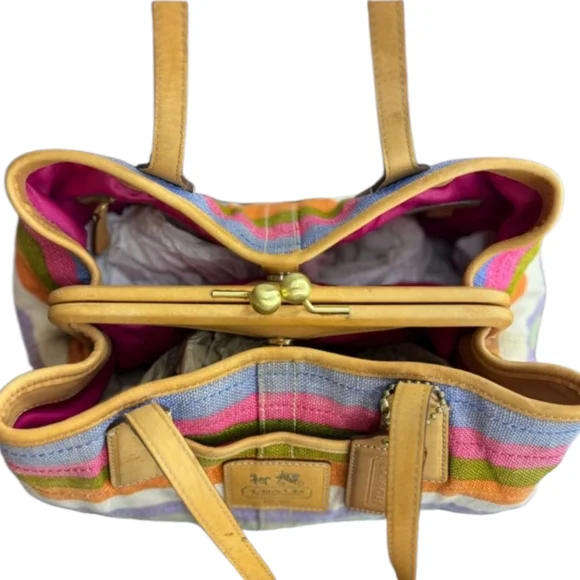 Coach Bag 2008 Hamptons Legacy Archive 10th Anniversary Kiss Lock Satchel Purse - Picture 6 of 16